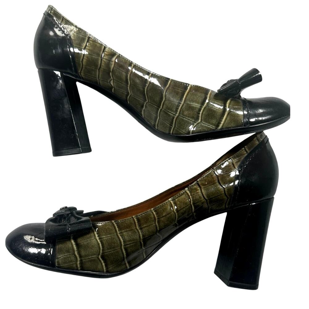 Marc by Marc Jacobs Pumps Bow Croc Leather Block Heel 39 Archival Vintage - Picture 2 of 12